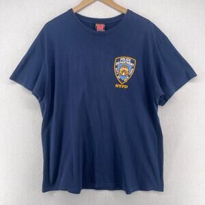 NYPD Shirt Mens XL NEW YORK POLICE DEPARTMENT Official Short Sleeve Cotton Blue